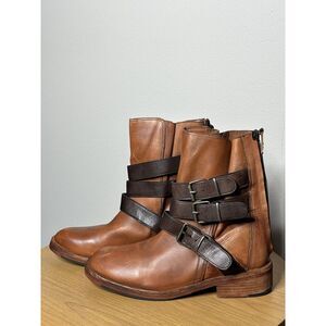 Free People Sunbelt Santa Fe Moto Boots Womens 8.5 EU 39 Brown Leather